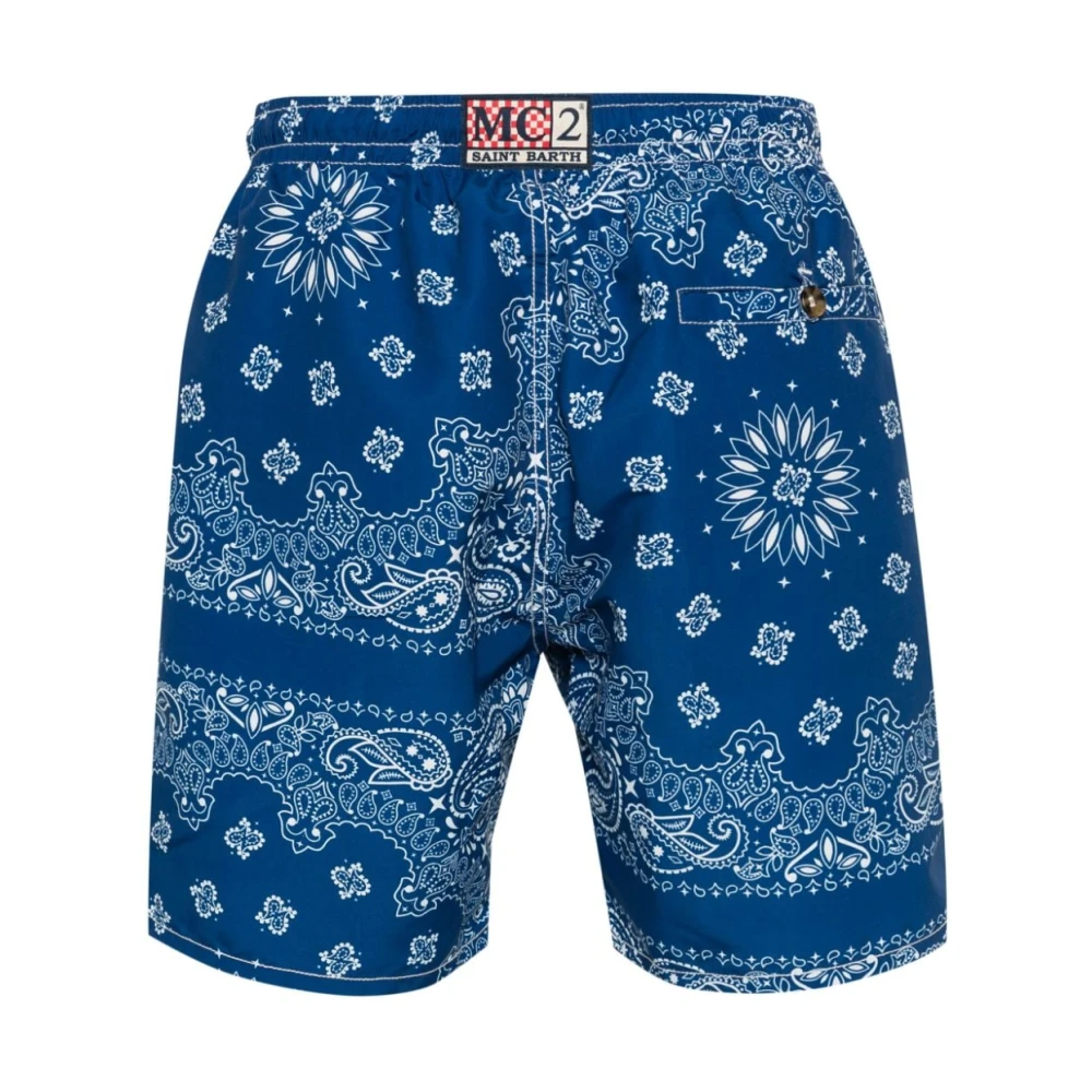 MC2 Saint Barth Navy Blue Bandana Print Swim Shorts Blue Heren
