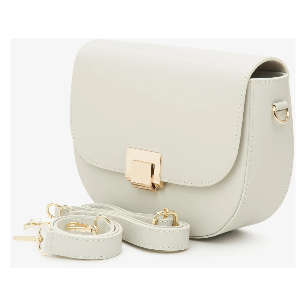 Estro Dames Melkachtige & Beige Halvemaan Handtas gemaakt van Italiaans Echt Leer Er00114784 Beige Dames
