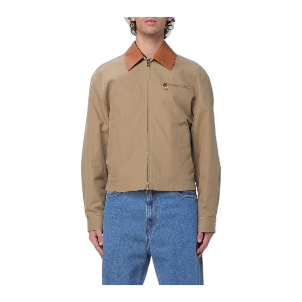 Versace Jacket With Leather Collar - Male - Light Jackets - Beige - M - Jackets - Image 2