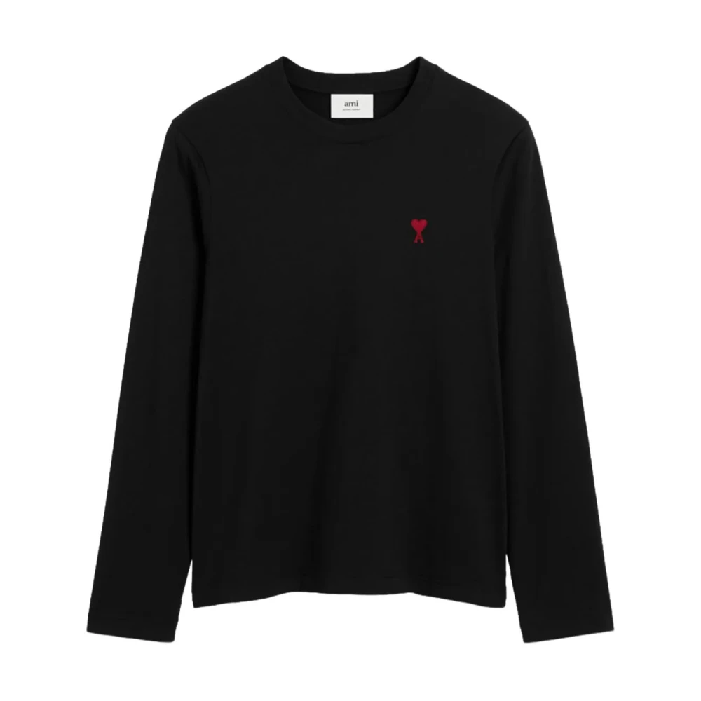 Ami Paris Men's Black Cotton Long Sleeve T-Shirt