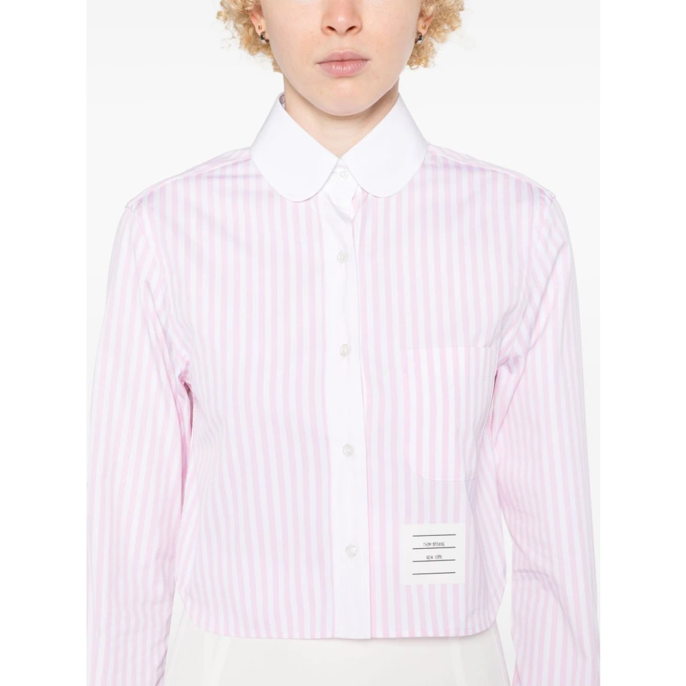 Thom Browne Roze Universiteit Streep Logo Shirt Pink Dames
