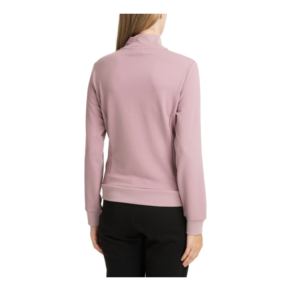 Emporio Armani EA7 Effen Sweatshirt met Rits en Logo Pink Dames
