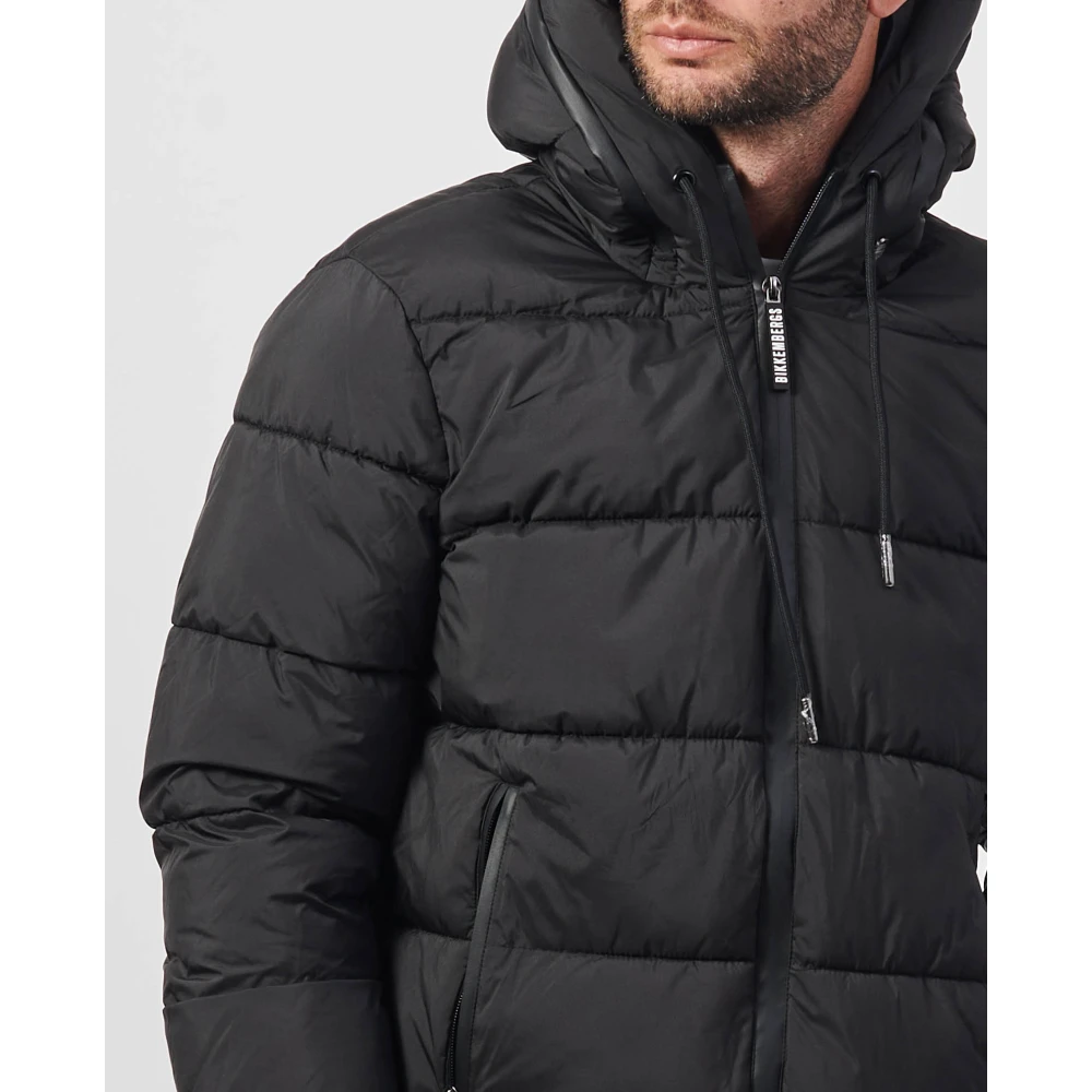 Bikkembergs Zwarte Hoodie Jas Fullzip Zakken Black Heren