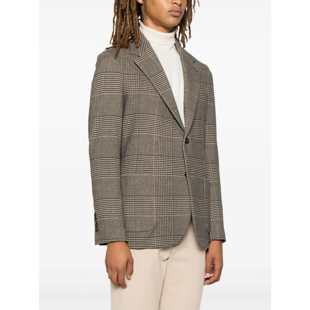Circolo 1901 Bruine Geruite Fleecejas Brown Heren