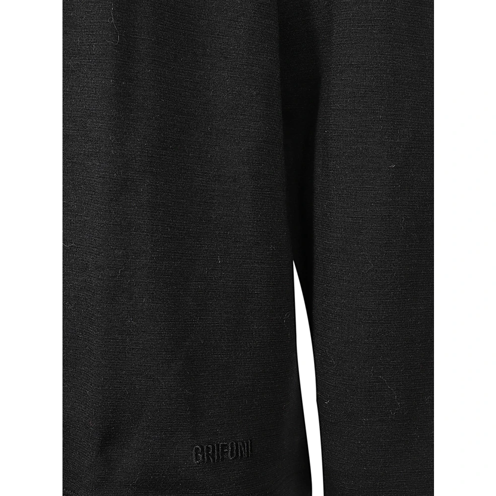 Mauro Grifoni Zwarte wol en katoenen T-shirt Black Heren
