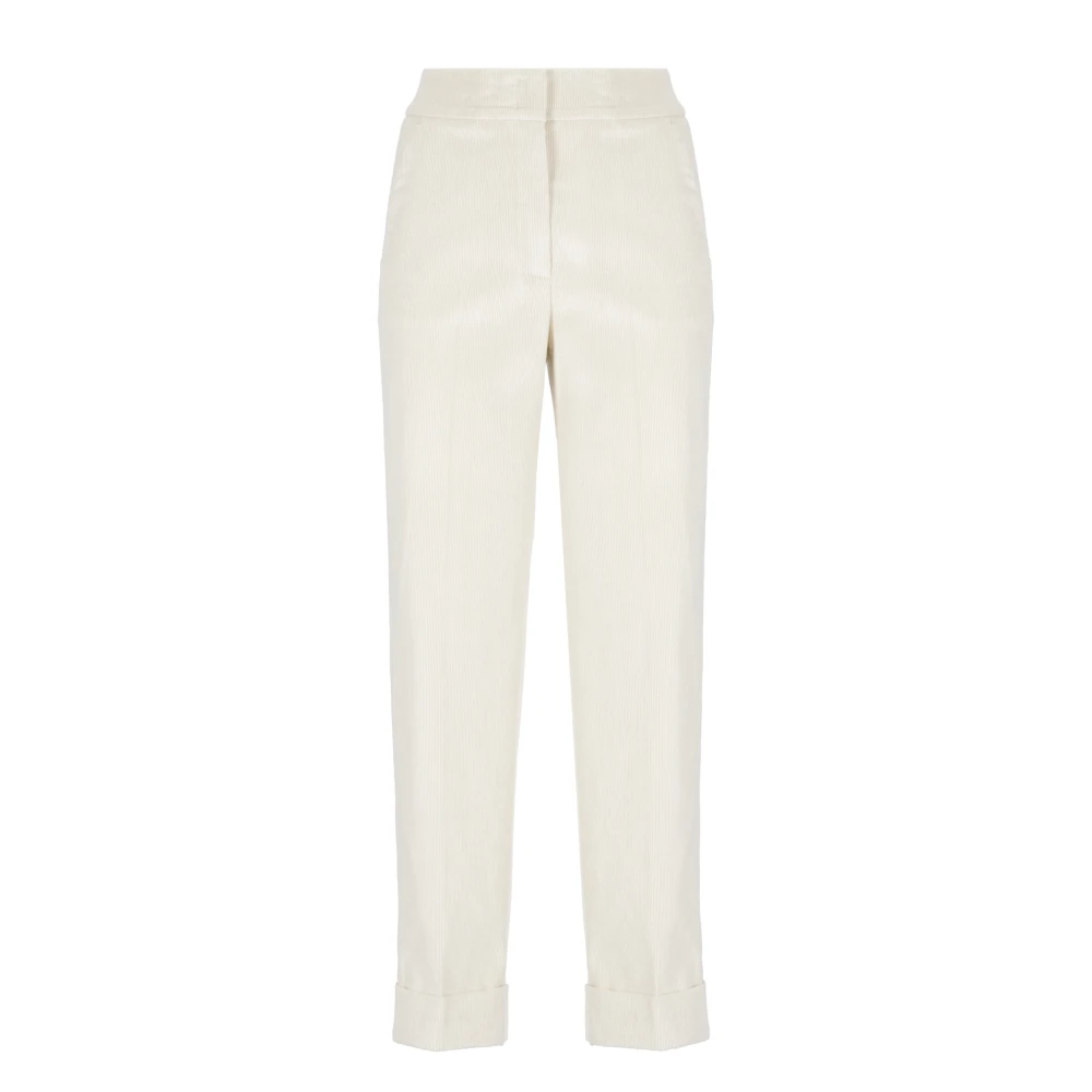 PESERICO Katoenen ribfluwelen broek Ivory Beige Dames