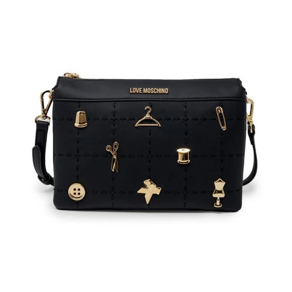 Love Moschino Gestructureerde polyurethaan handtas herfst winter collectie Black Dames