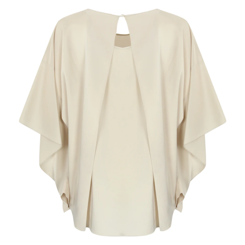 D.Exterior Satijnen Batwing Blouse Off-White Brown Dames
