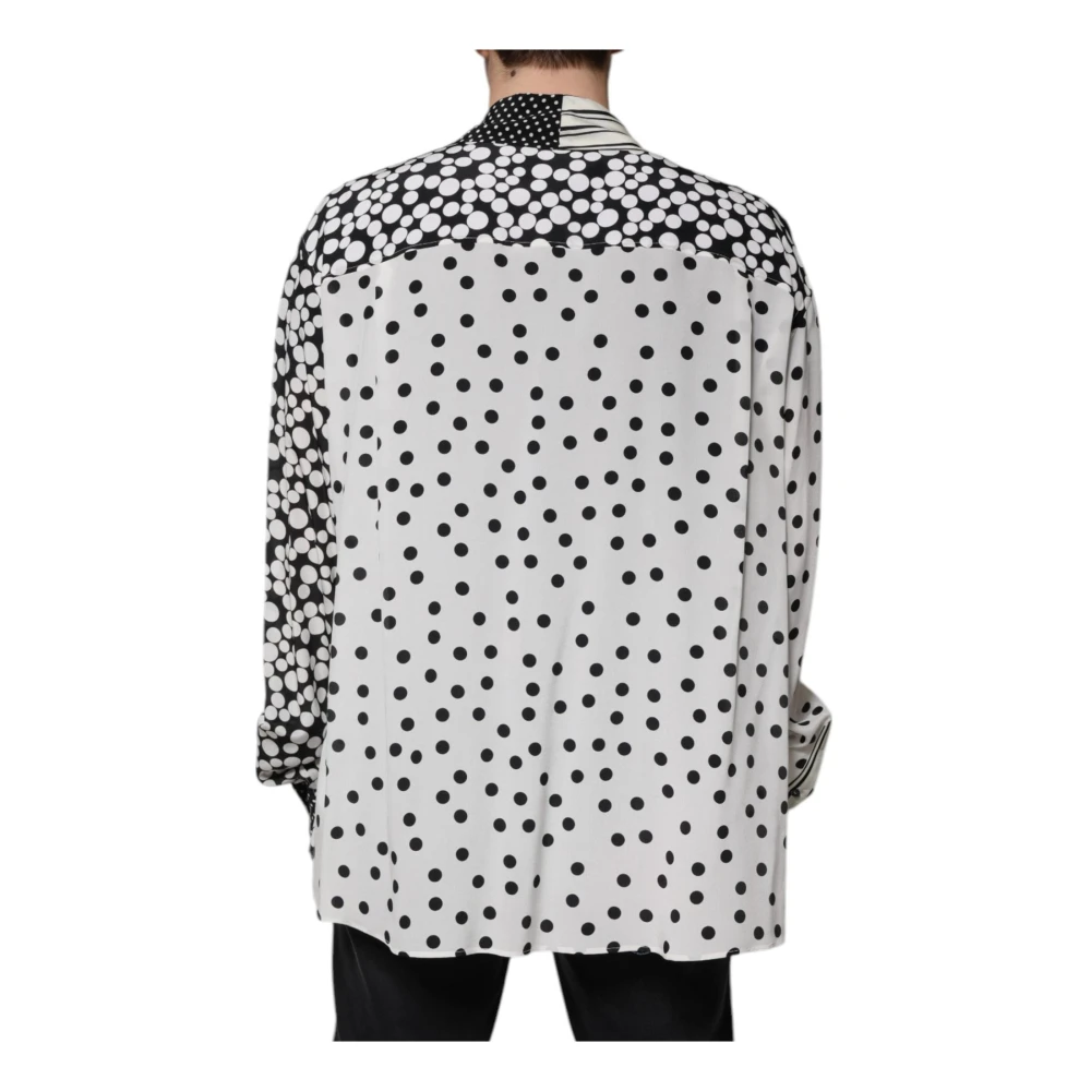 Dolce & Gabbana Zijden polka dots lange mouw overhemd Multicolor Heren