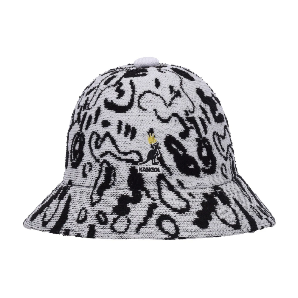 Kangol Jacquard Gebreide Bucket Hoed Wit Zwart Multicolor Heren