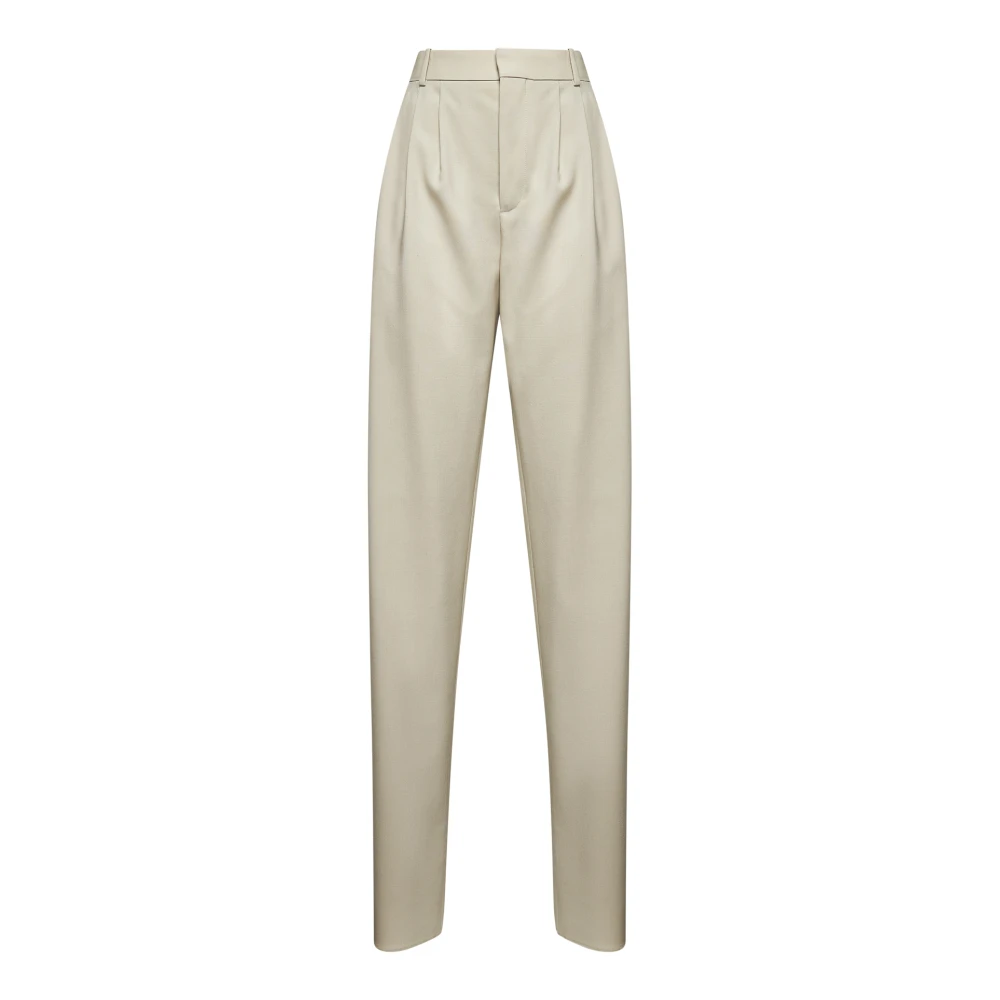 Saint Laurent Women's Beige Tailored Trousers - Straight Trousers - S - Trousers