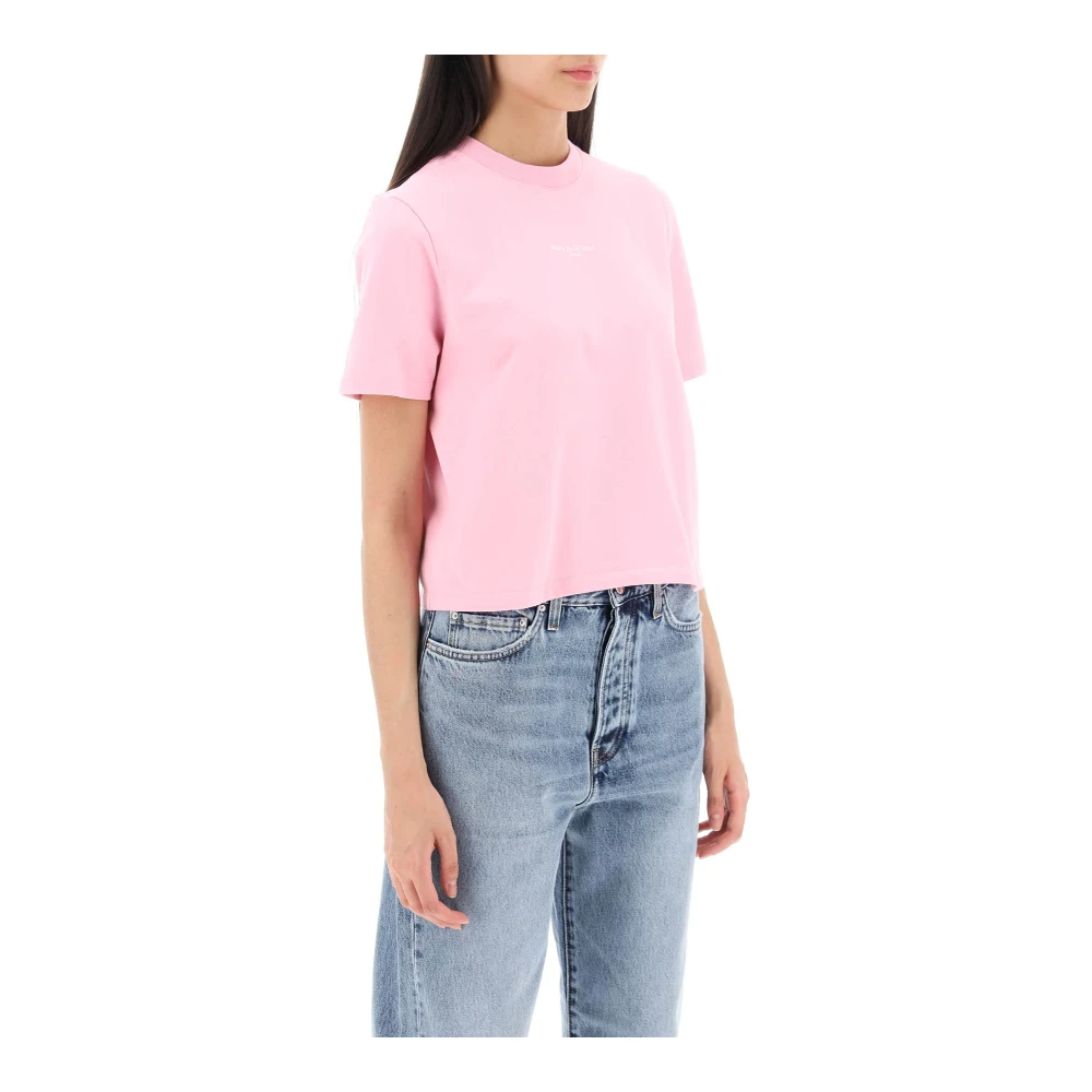 Maison Kitsuné Boxy T-shirt met logo detail Pink Dames