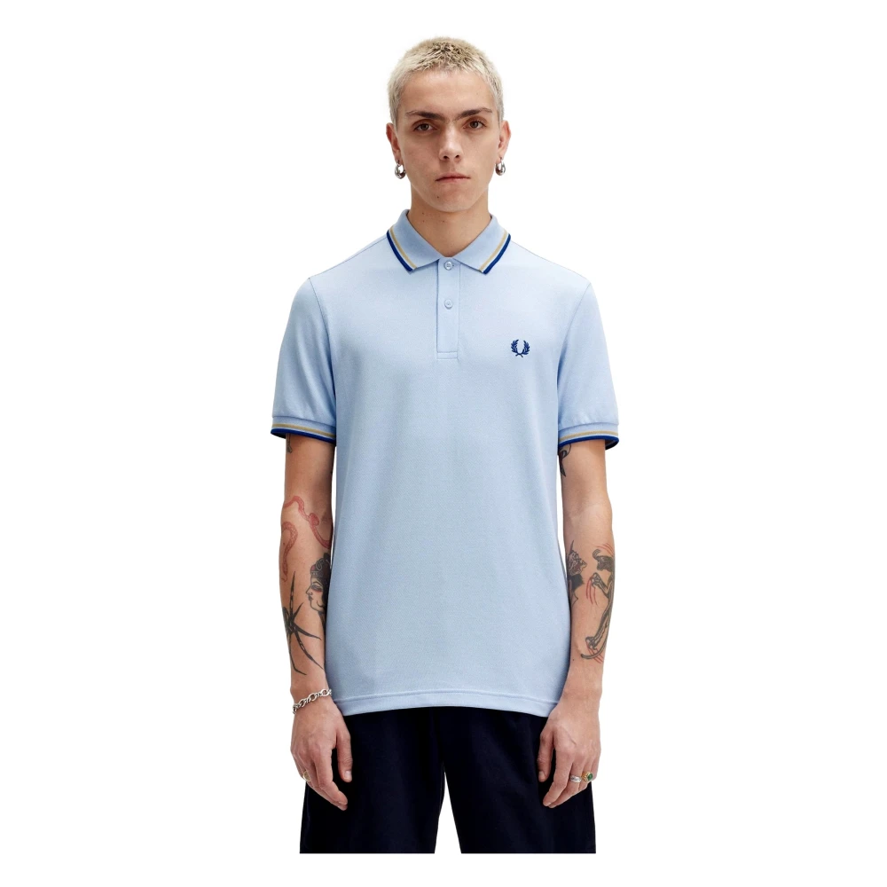 Fred Perry Celeste Twin Tipped Polo Shirt Blue Heren