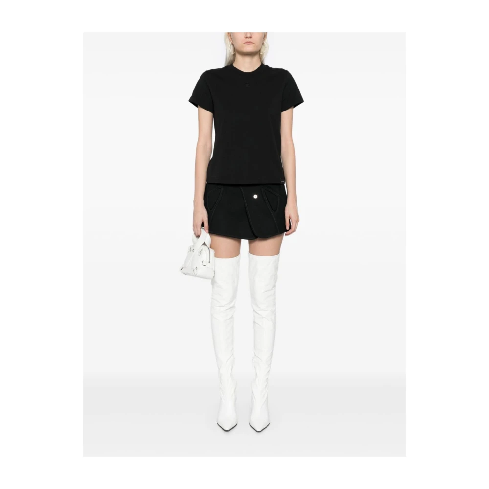 Courrèges Zwart Logo Geborduurd Crew Neck T-shirt Black Dames