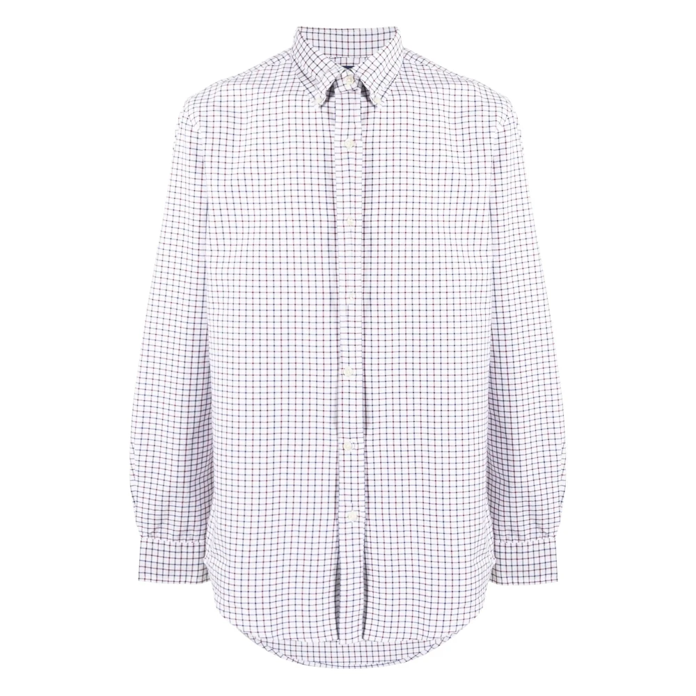 Polo Ralph Lauren Katoenen Micro-Check Geborduurd Overhemd Purple Heren