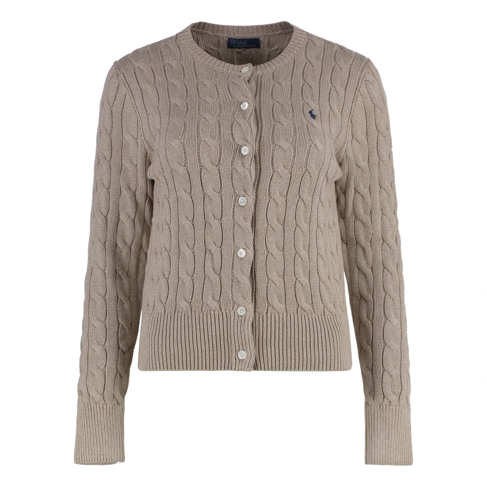 Polo Ralph Lauren Katoenen Kabelgebreide Vest Beige Dames