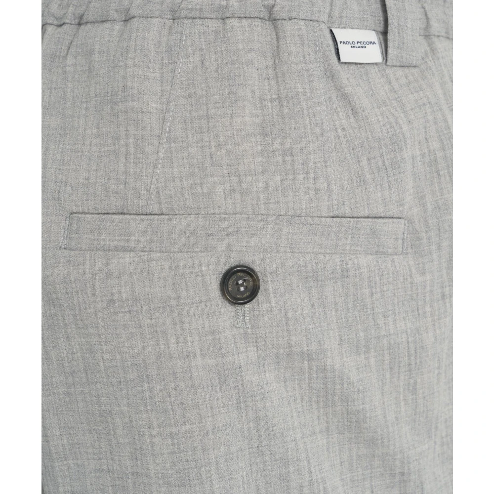 Paolo Pecora Grijze Chino Broek met Trekkoord Tailleband Gray Heren