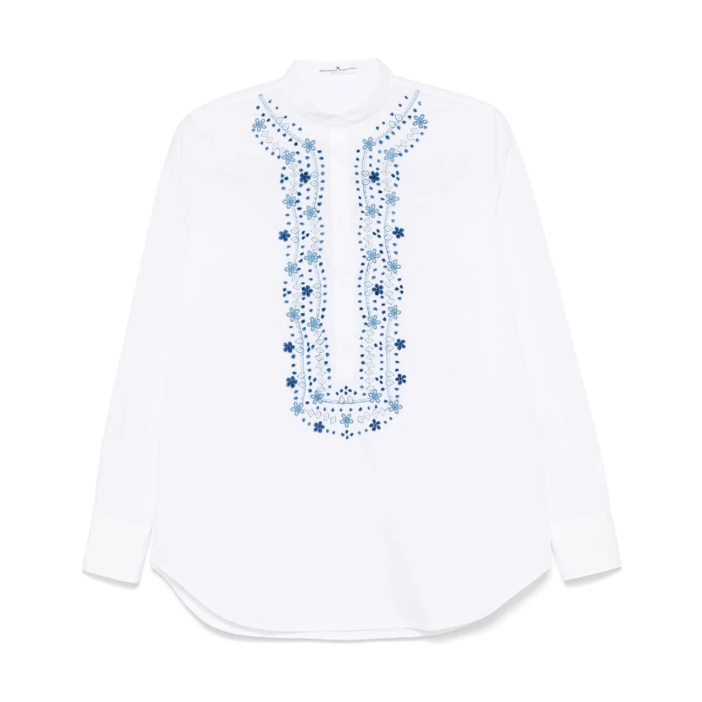 Ermanno Scervino Wit en Blauw Katoenen Overhemd White Dames