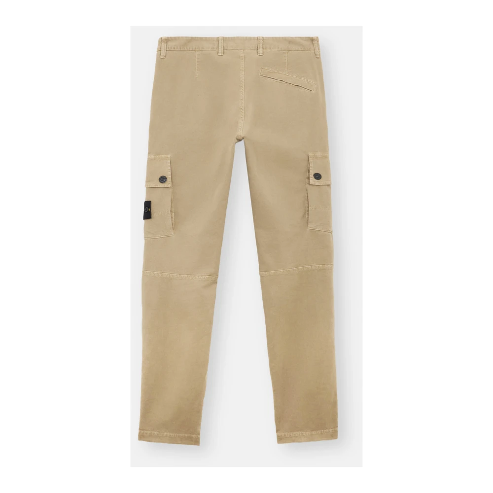 Stone Island Cargo Broek Stretch Gebroken Twill Katoen Beige Heren