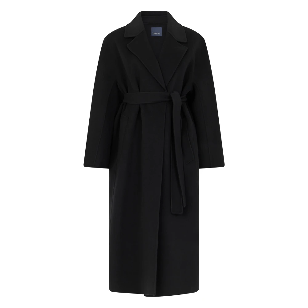 Max Mara , Belted Coats, Female, Black, Xs, Long Coat With Belt