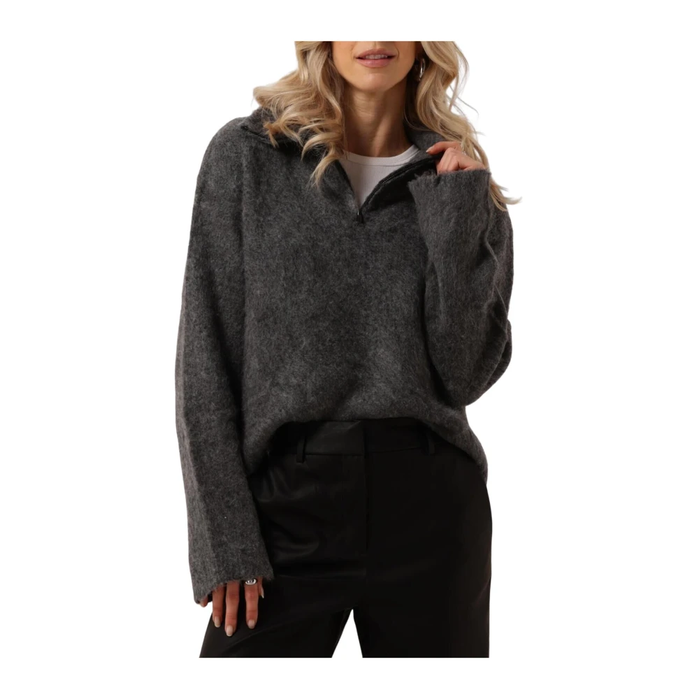 Modström Donkergrijze trui met ritssluiting Gray Dames