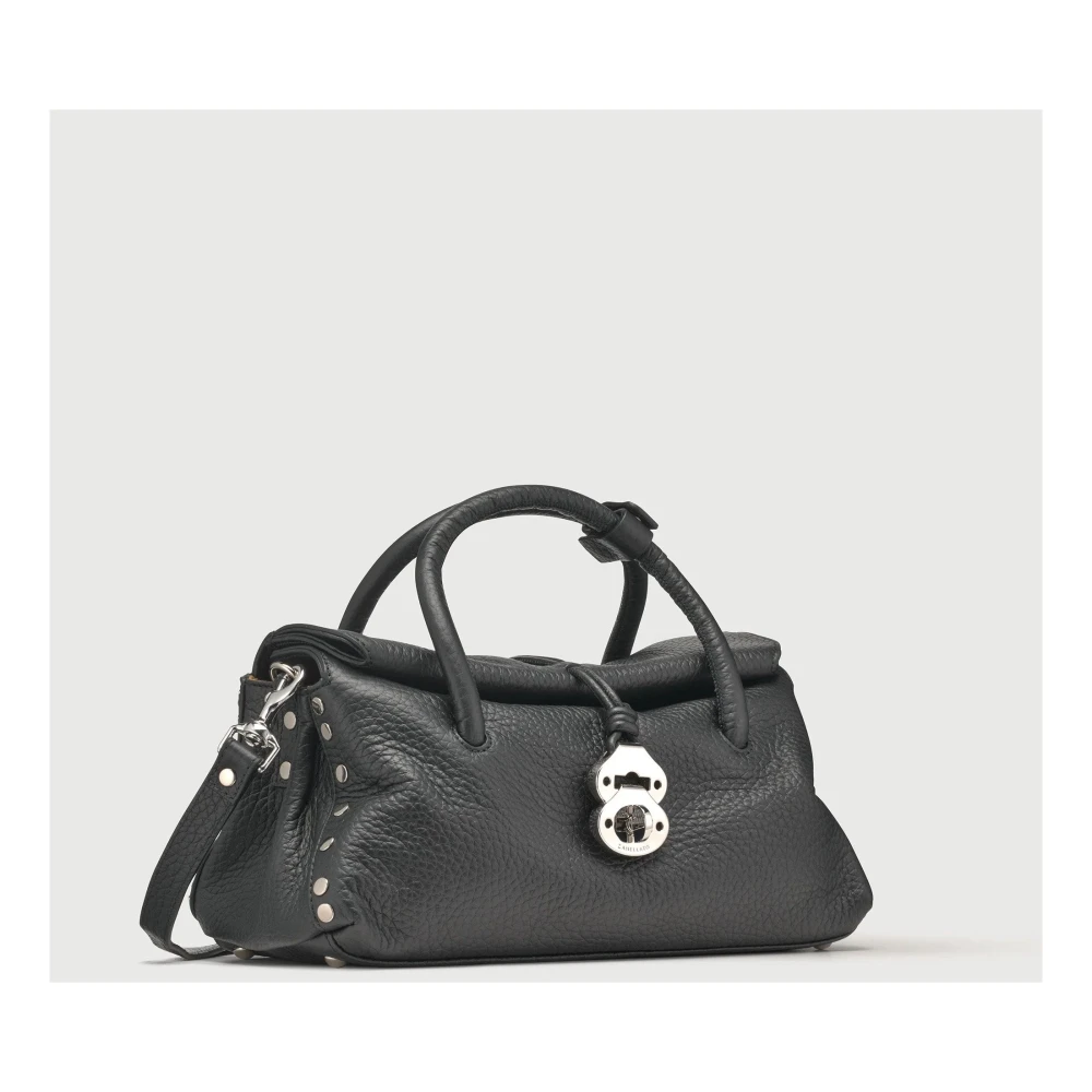 Zanellato Zwarte leren handtas met verstelbare band Black Dames