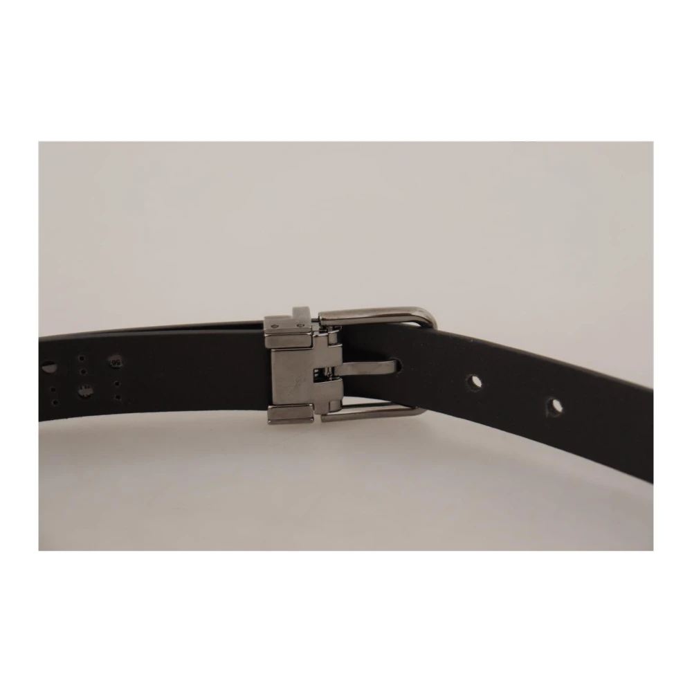 Dolce & Gabbana Paars Geperforeerde Leren Riem Metalen Gesp Purple Heren