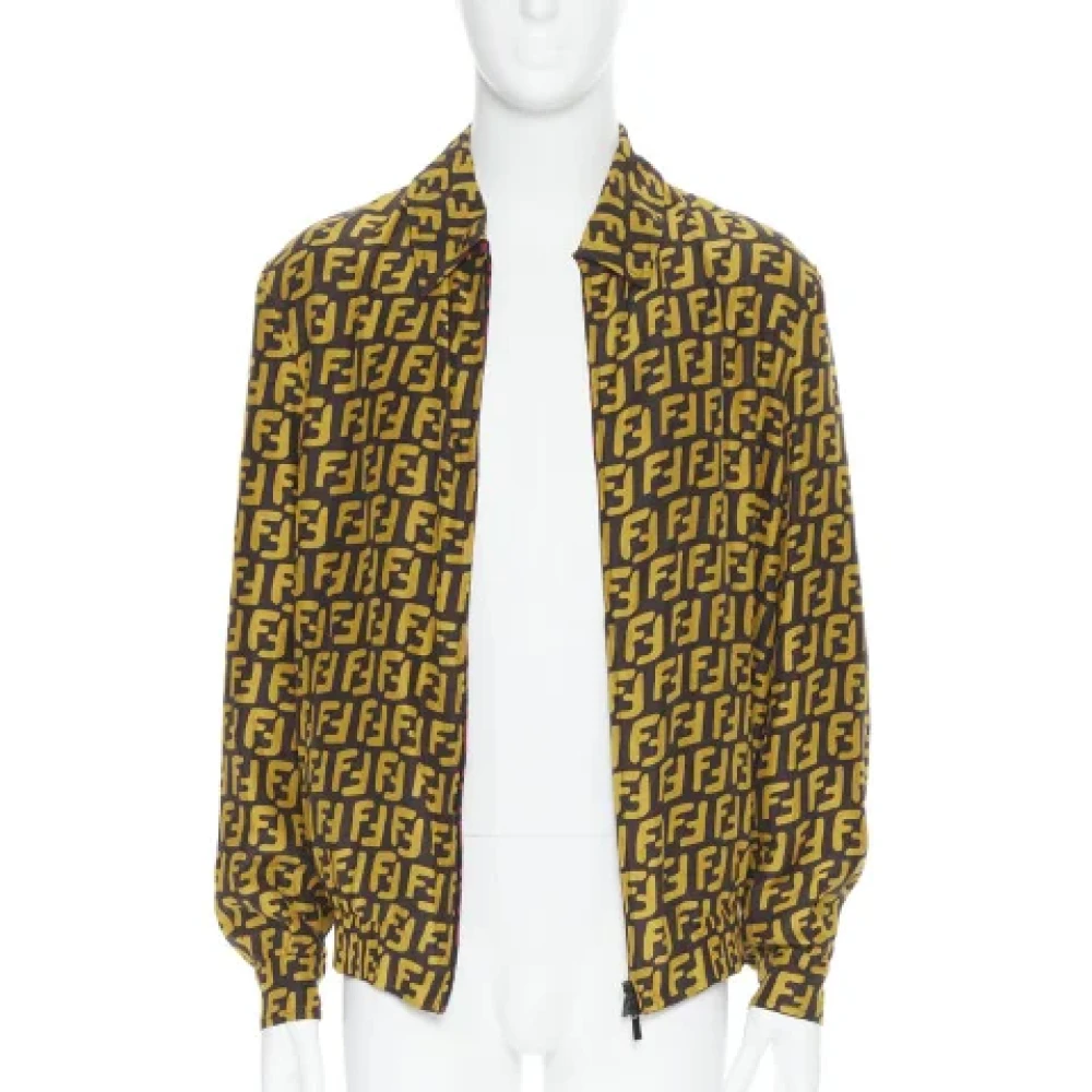 Fendi Vintage Pre-owned Silk outerwear Yellow Dames