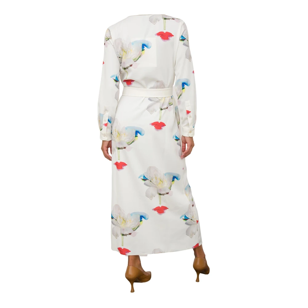 Marella Witte Polyester Jurk voor Vrouwen Multicolor Dames