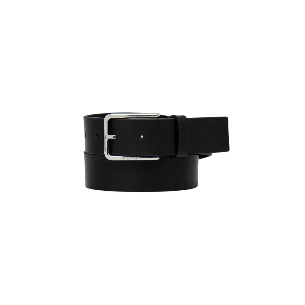 Calvin Klein Zwarte Leren Riem voor Mannen Black Heren