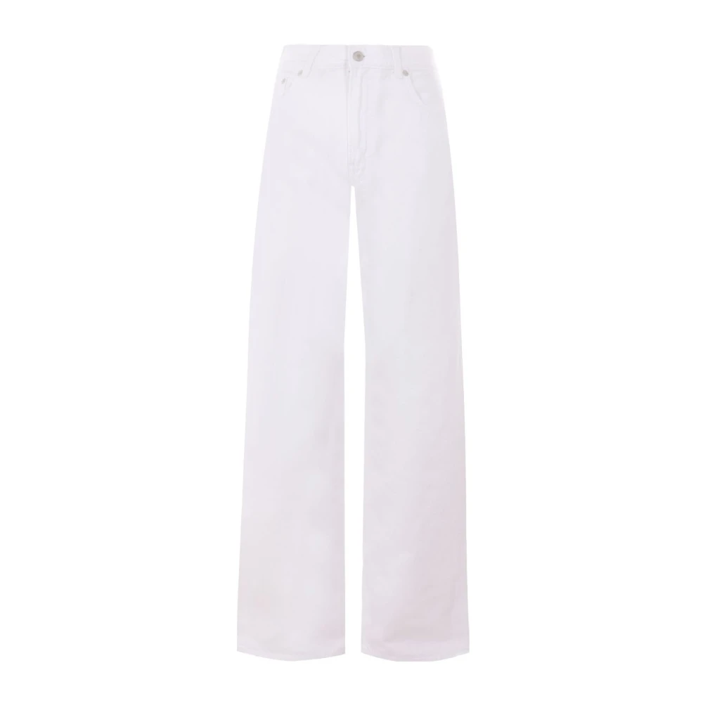 Haikure Women's White Wide Jeans, W26, Korea Wide-Leg Jeans