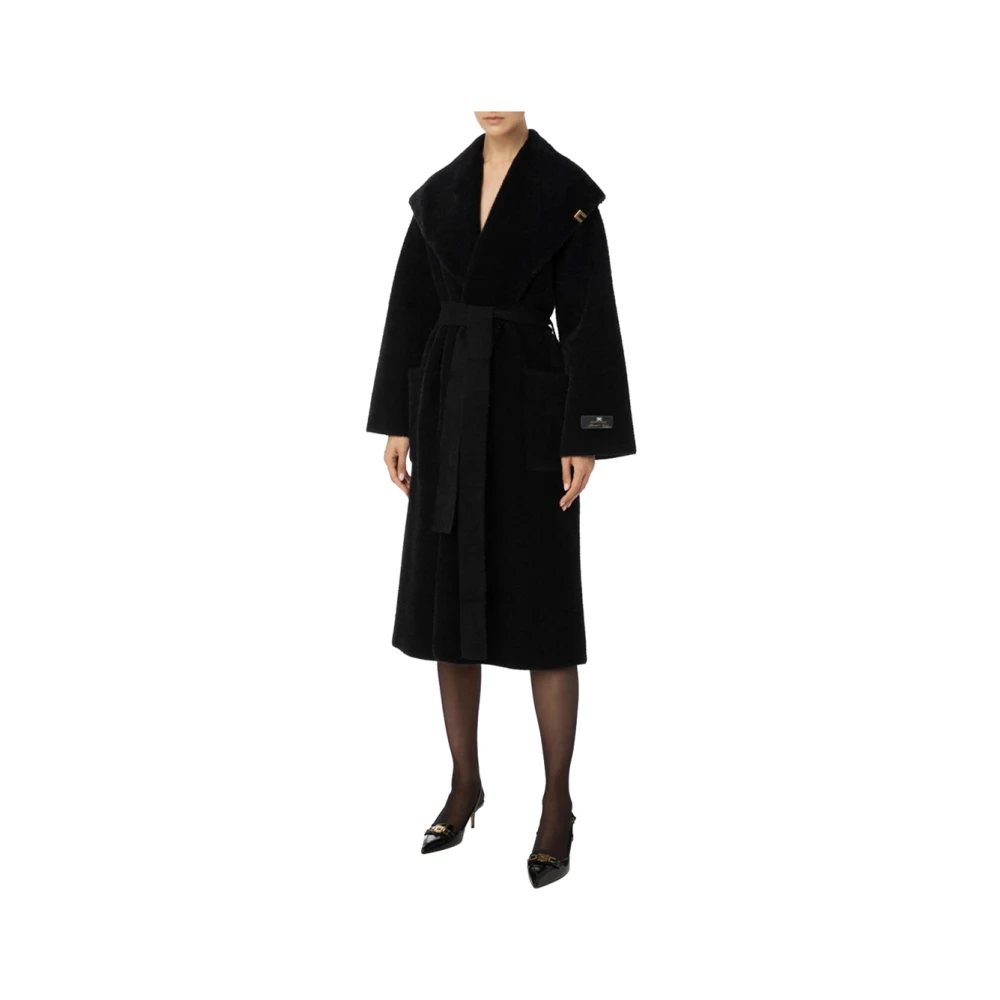 Elisabetta Franchi Zwarte getailleerde jas voor vrouwen Black Dames