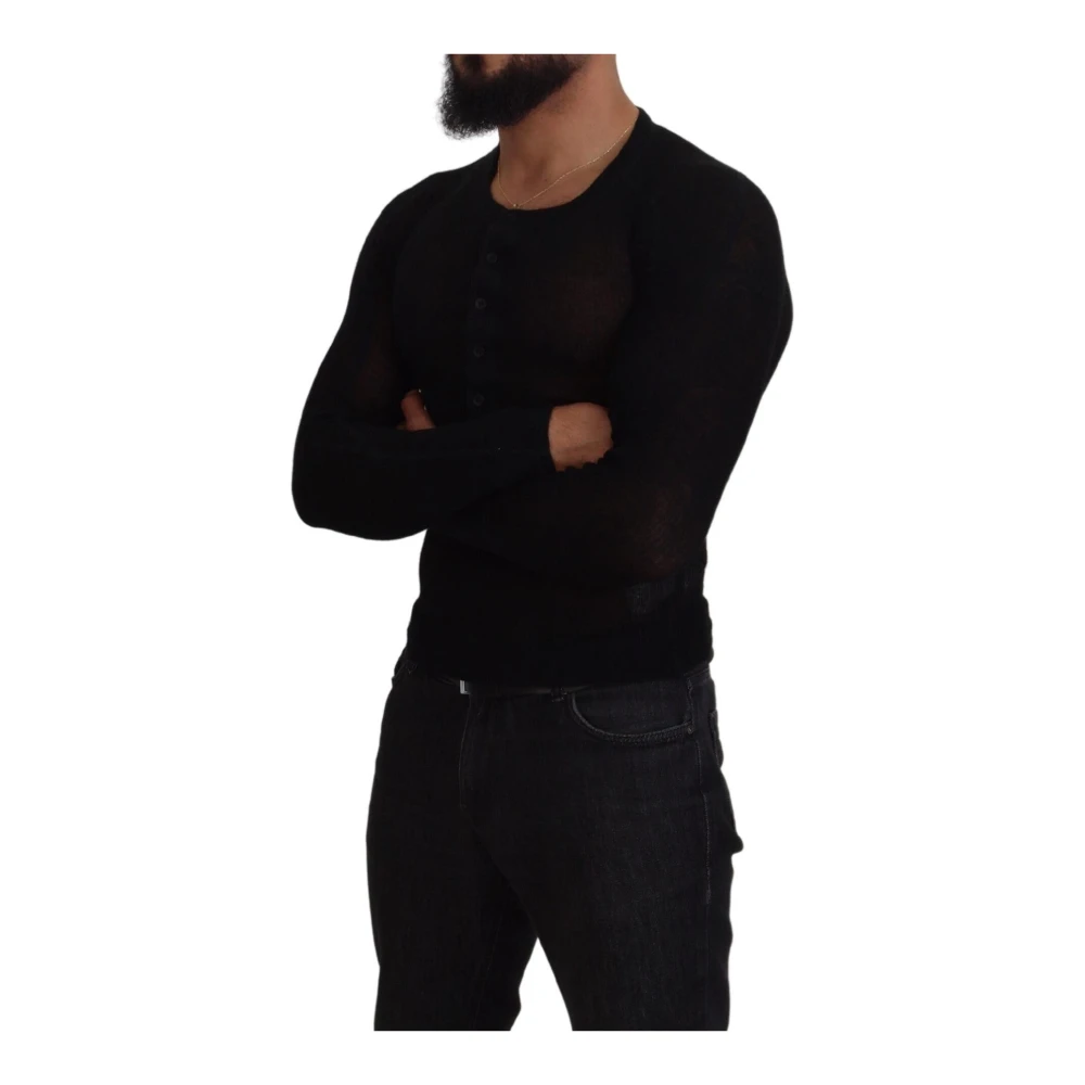 Dolce & Gabbana Luxe Zwarte Kasjmiertrui Black Heren