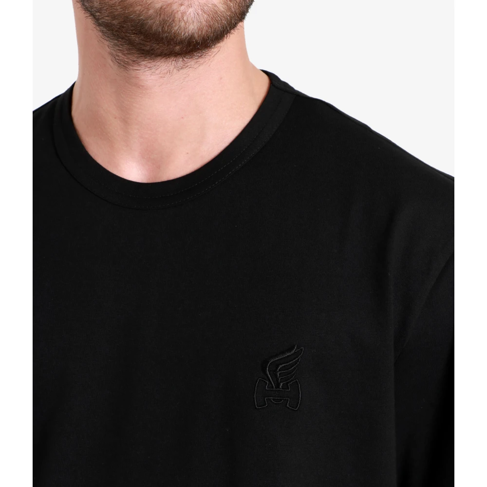 Hogan Zwarte katoenen T-shirt met ronde hals Black Heren
