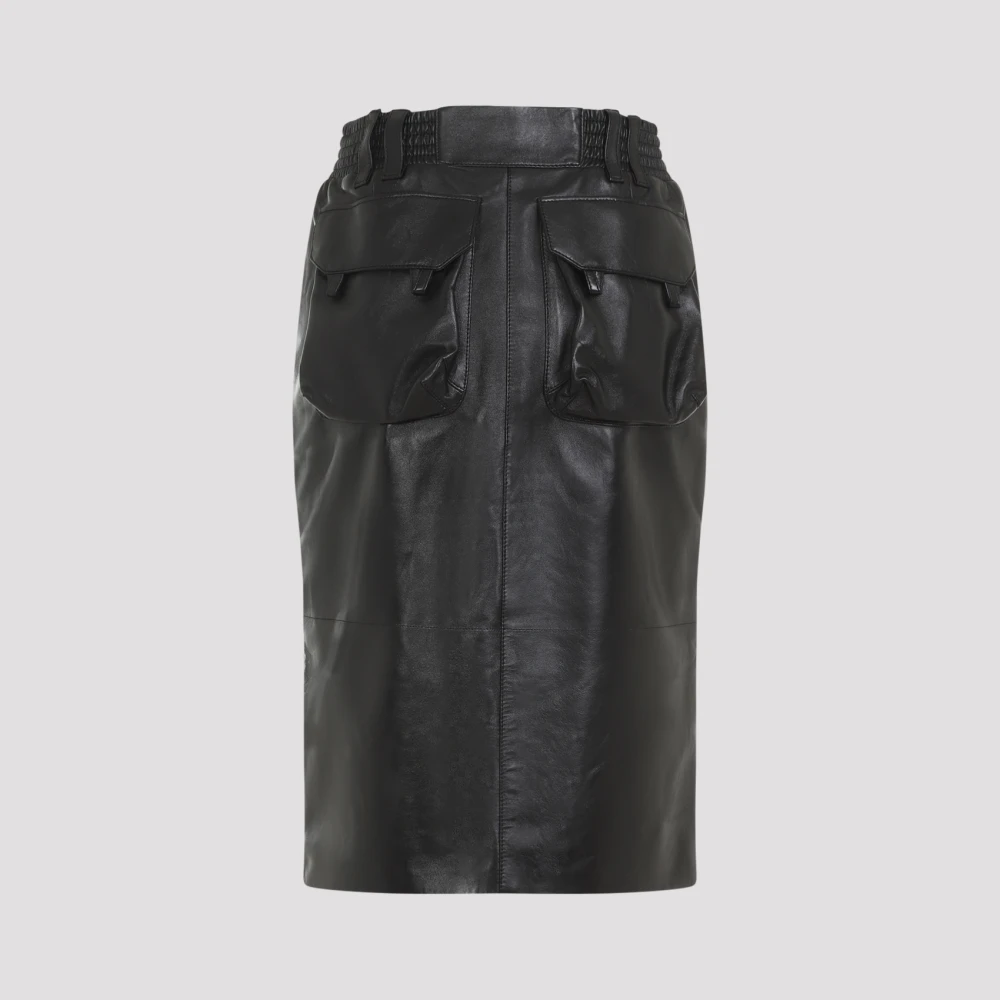 Saint Laurent Zwarte Midi Rok Black Dames