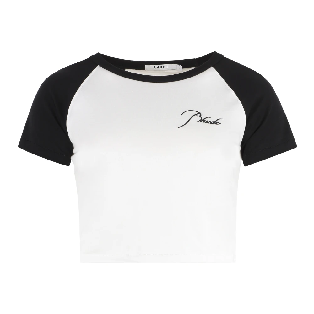 Rhude Katoenen Crop Top met Geribbelde Halslijn White Dames