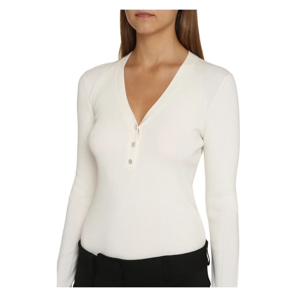 Hugo Boss Slim Fit Ribtrui White Dames