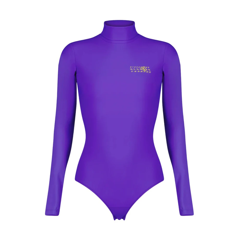 MM6 Maison Margiela Gedrukt Body met Hoge Hals Purple Dames