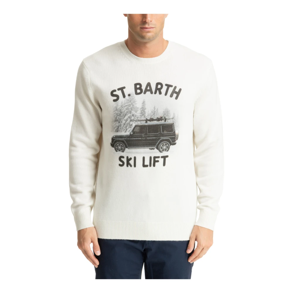 MC2 Saint Barth Abstract Multikleur Ski Lift Sweater White Heren