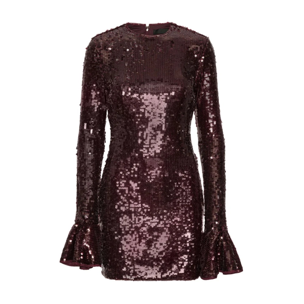 Rotate Birger Christensen Brown Party Dresses, Female, Xs, Sequins Ls Mini Dress