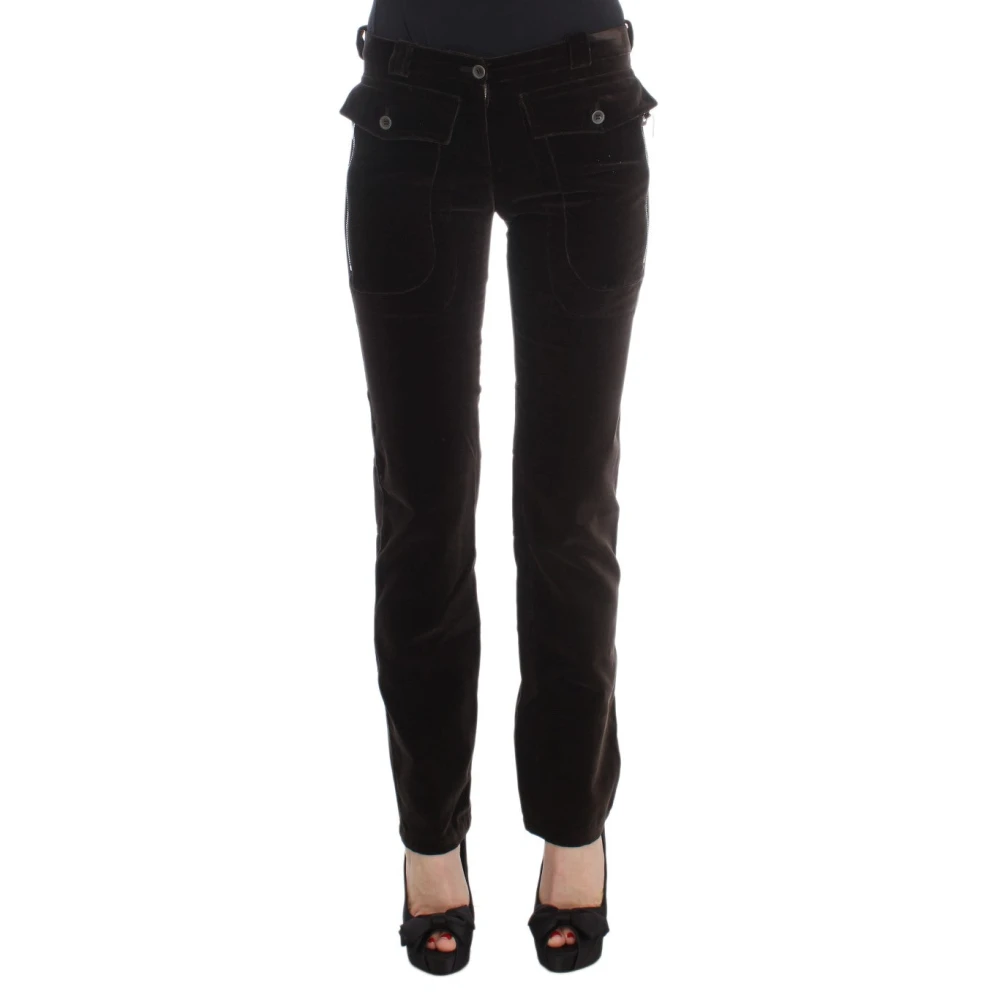Ermanno Scervino Women's Brown Cotton Velvet Slim Fit Pants