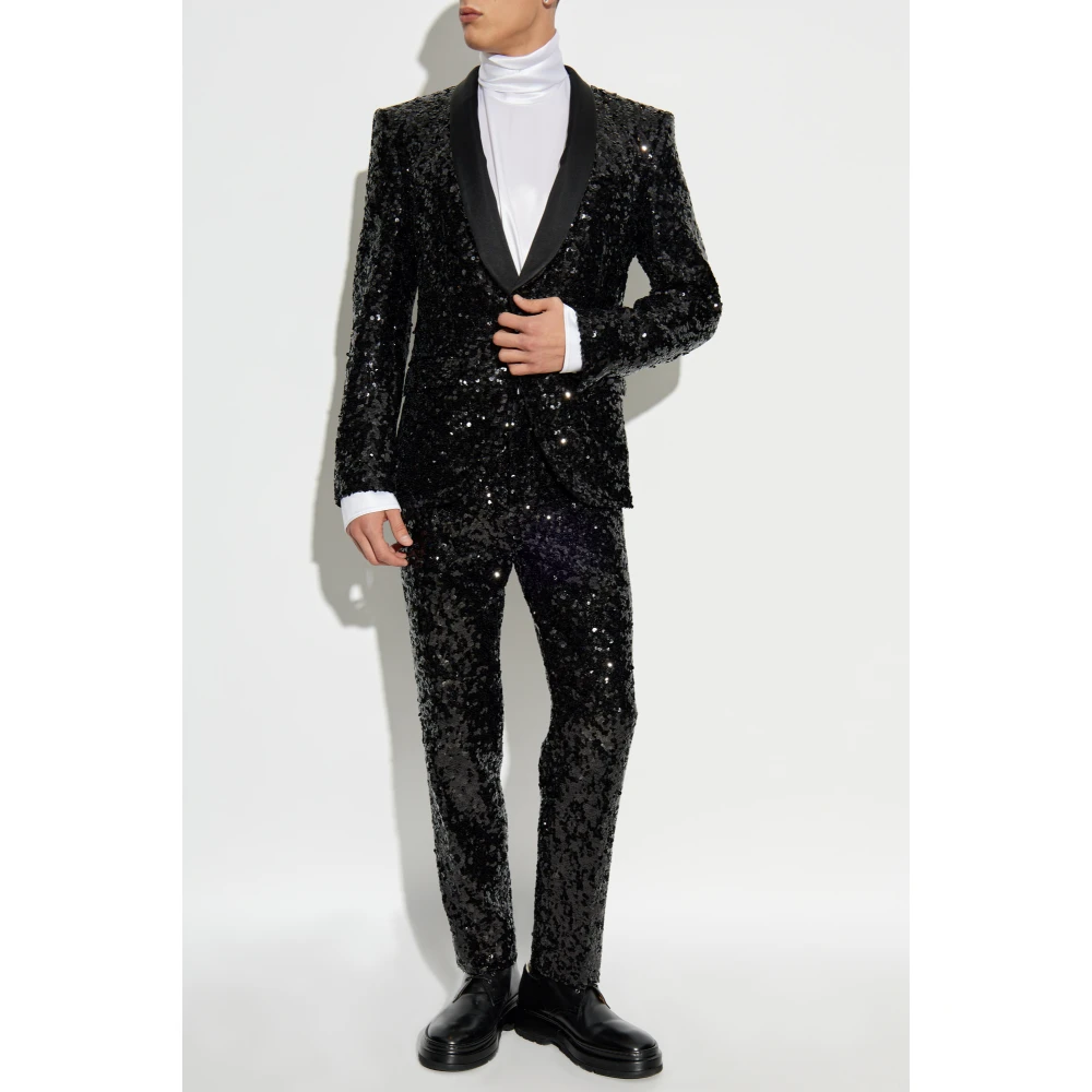 Dolce & Gabbana Pailletbroek Black Heren