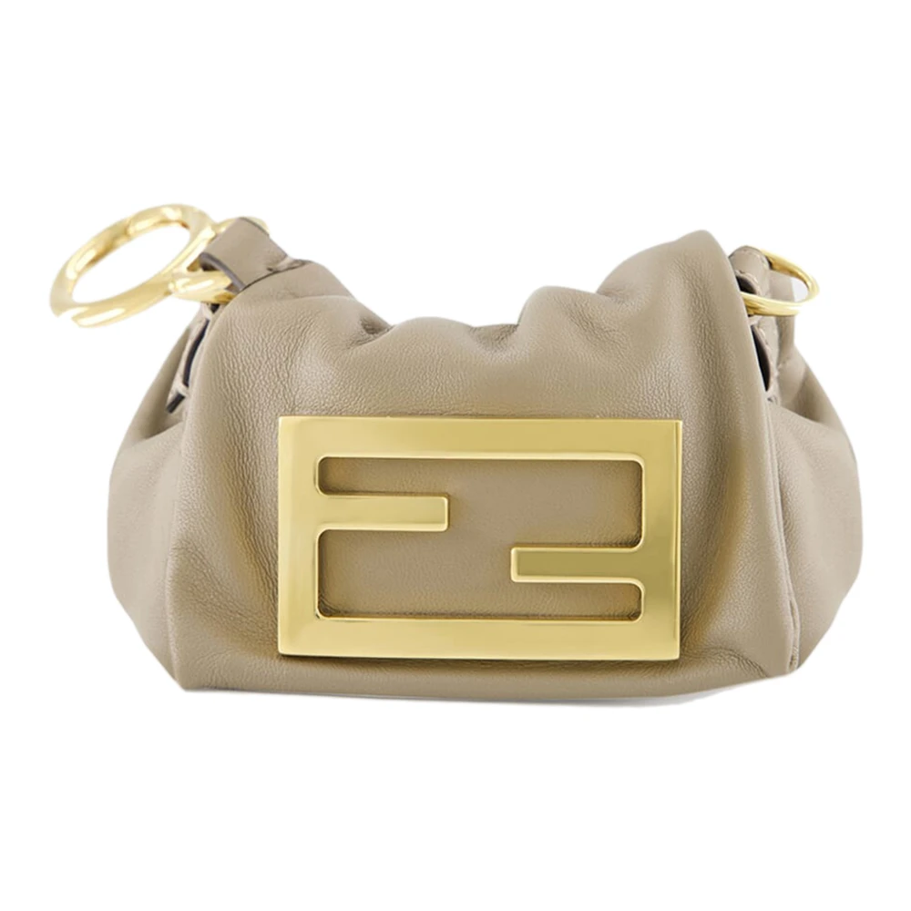 Fendi Grijze Leren Crossbody Tas met FF Sluiting Gray Dames