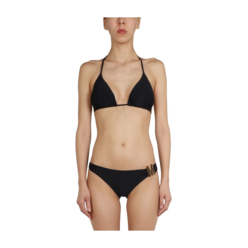 Moschino Luxe Logo Bikini Briefs Black Dames