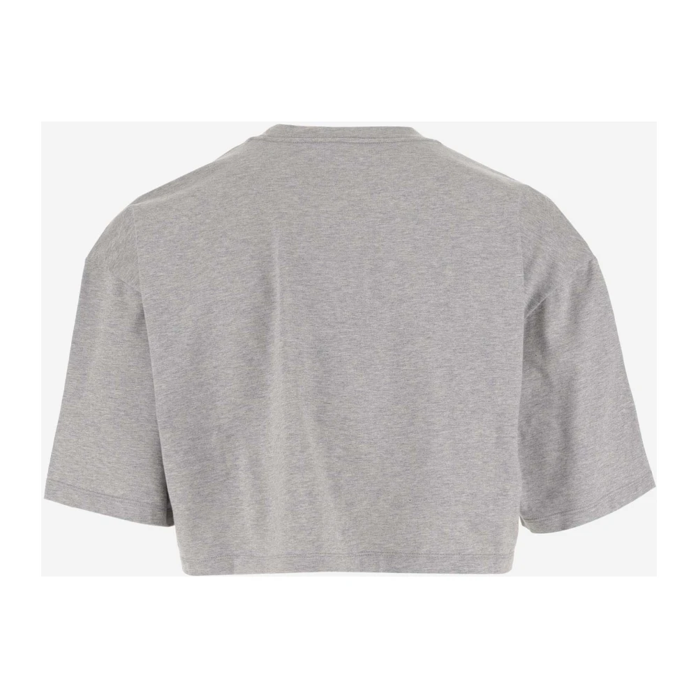 Versace Grijze Katoenen Crop T-shirt met Logo Detail Gray Dames