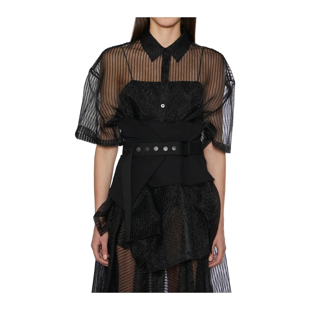 NÜ Denmark Oversized Transparante Blouse Black Dames