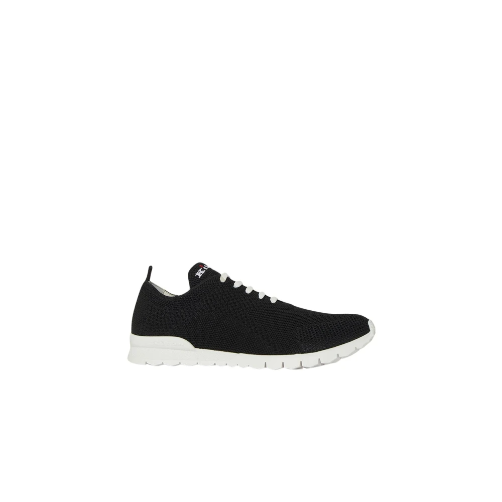 Kiton Zwarte Knit Sneakers met Witte Zool Heren Schoenen