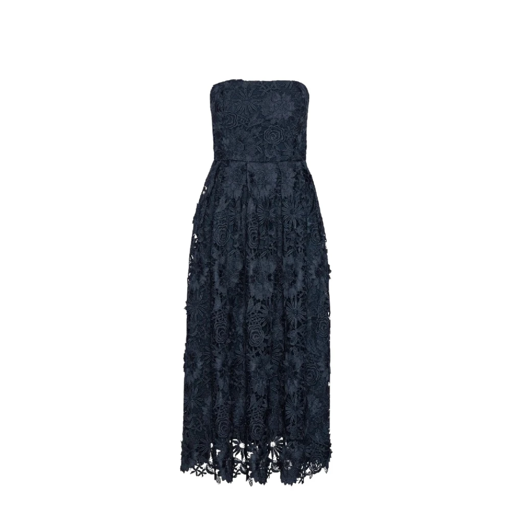 Rotate Birger Christensen Women's Blue Midi Dresses, S, Lace Midi Dress