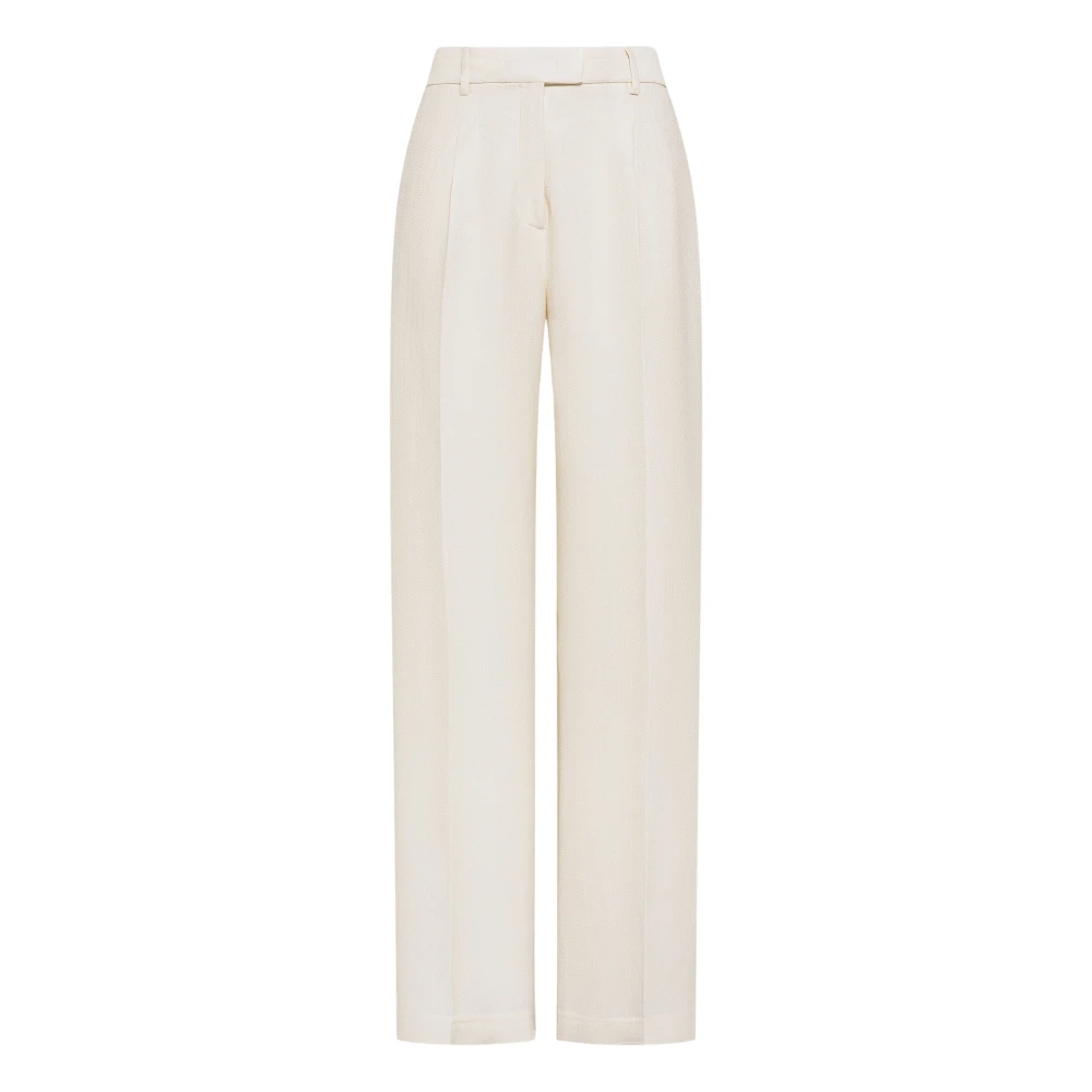 Seventy White Pantalone Lungo In Viscosa Crepe Microresca - Female - Wide Trousers - Xl - Trousers