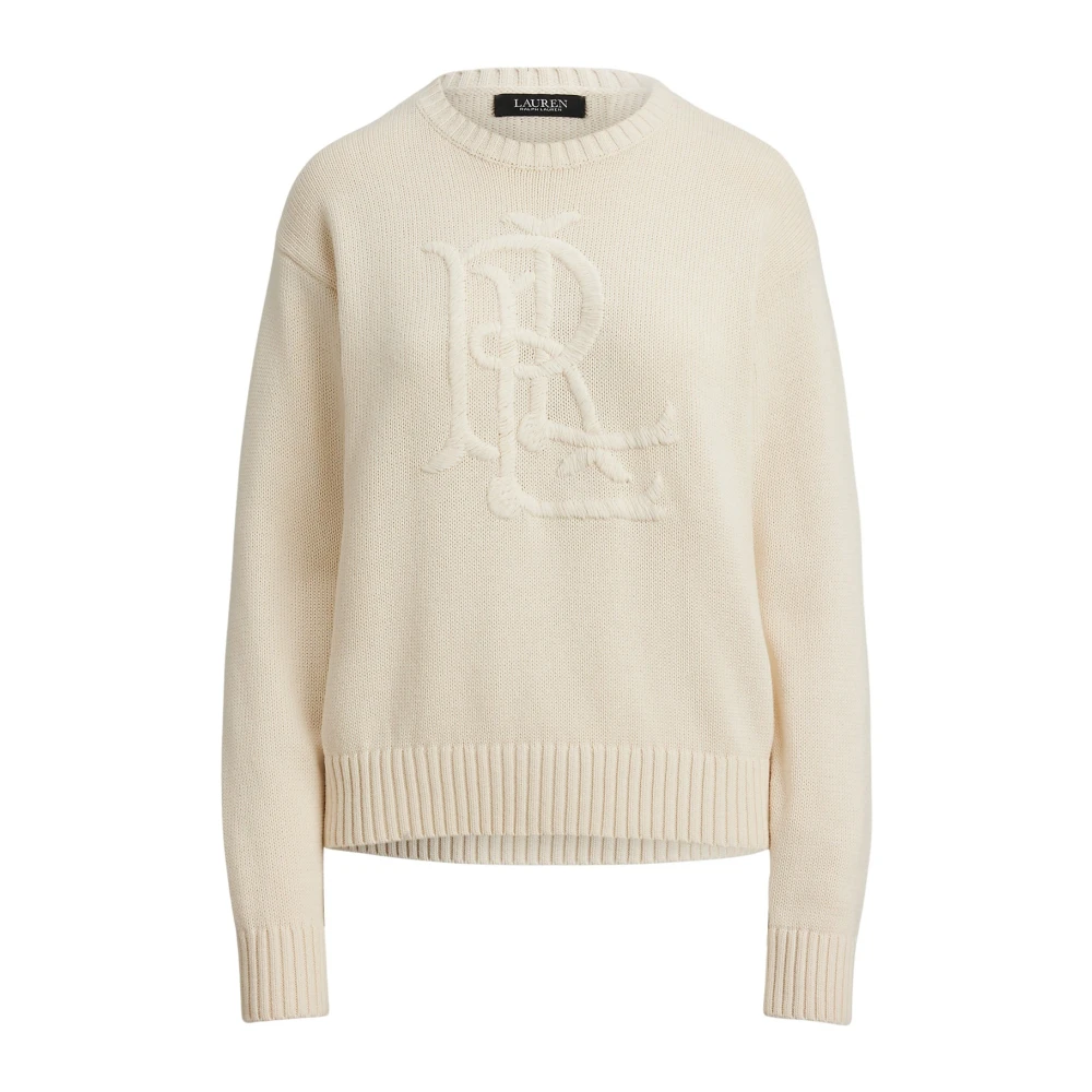 Ralph Lauren Women's Beige Round-Neck Knitwear, S, Riednee Long Sleeve Pullover